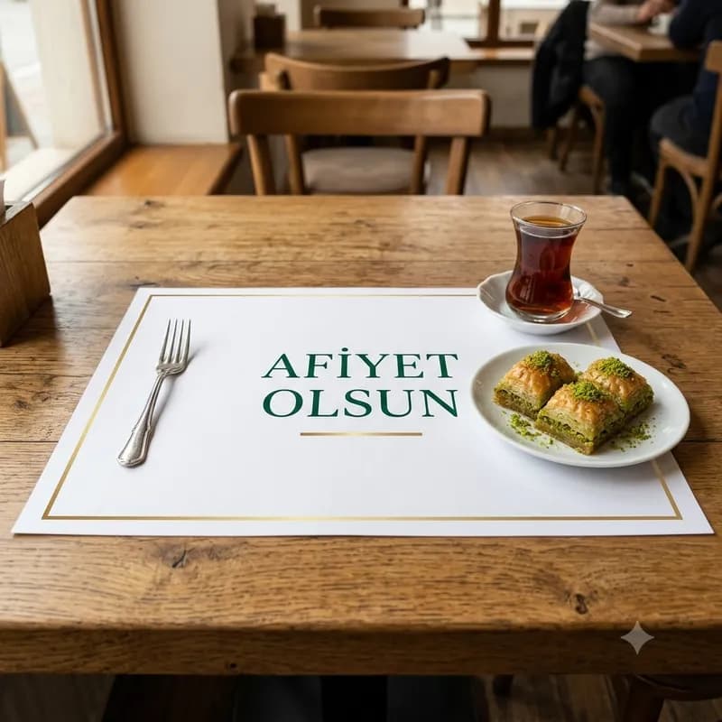 Afiyet olsun baskılı amerikan servis kağıdı, 31x44 cm kuşe